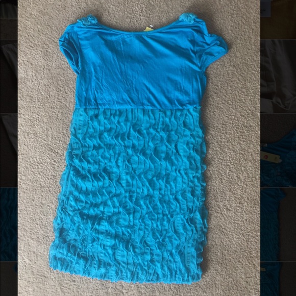 MoonRiver Blue ruffled dress w/ sequins &rosettes - Picture 2 of 6